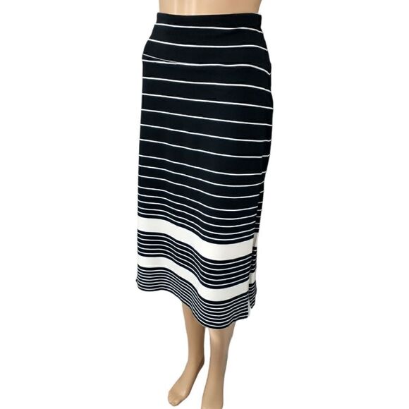 Athleta Skirt Size Xs Black White Stripe Side Slits Pull On Stretch Nautical. Co - Picture 8 of 15